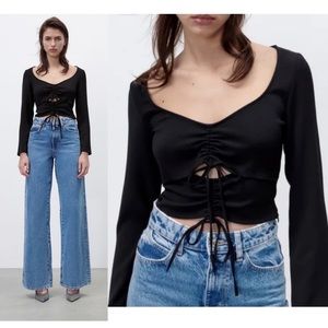 Zara Ruched Cuttout Top NWT